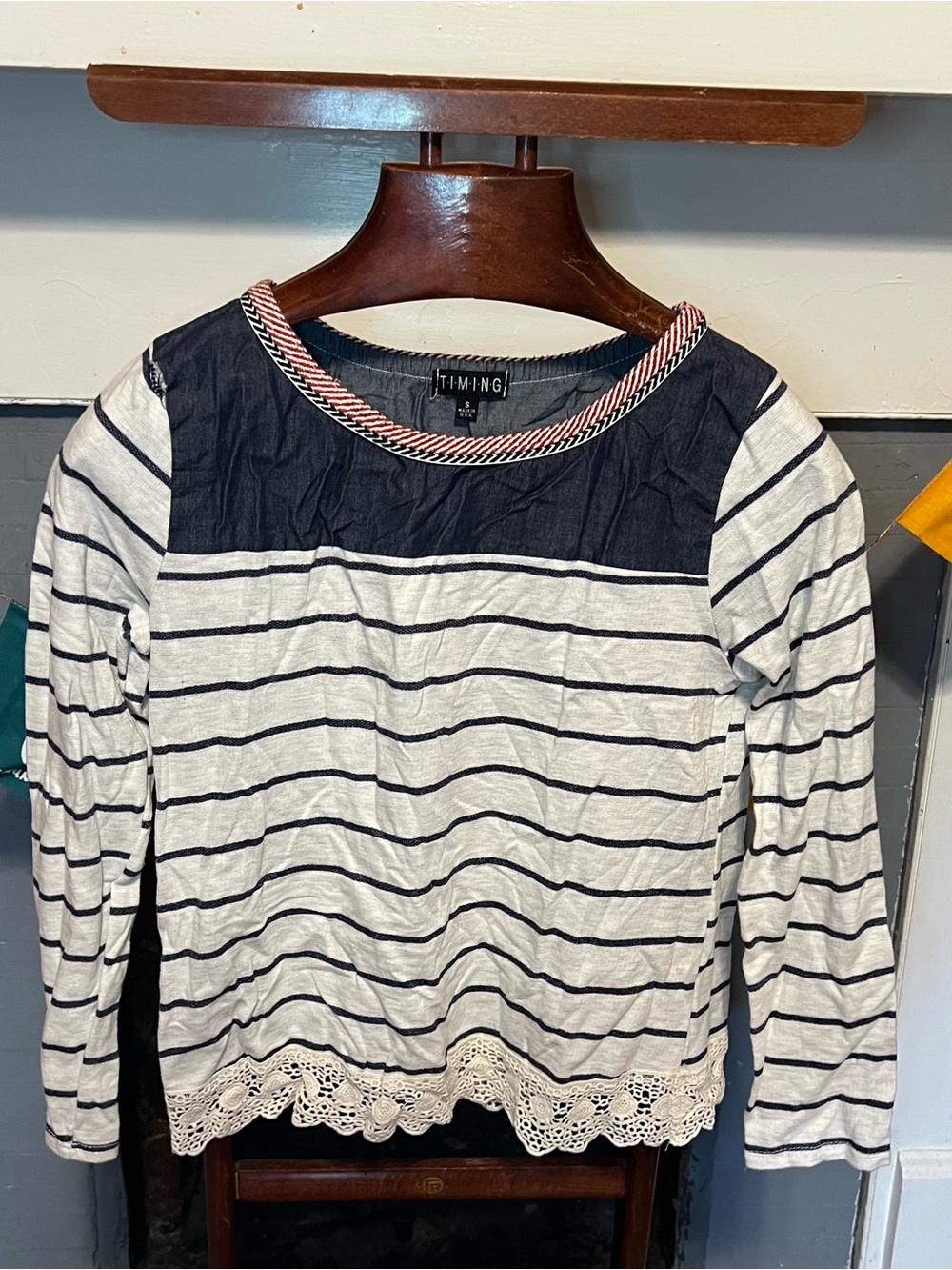 Navy & white blouse